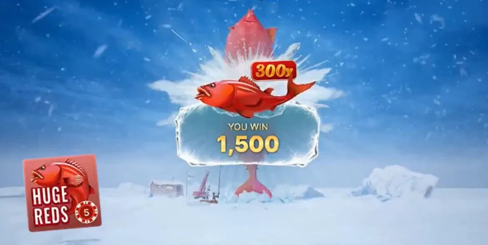 Ronda de bonificación Huge Reds de Ice Fishing pagando un multiplicador 300x